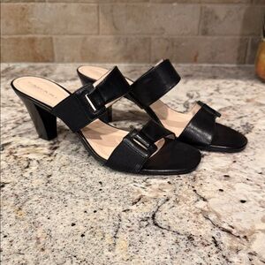Tahari Toni Black Double Strap Heels